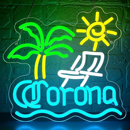 Palm Tree Neon Sign for Wall Decor Beer Neon Light for Man Cave Bar LED Light Up Sign for Home Bar Club Restaurant Summer Beach Party Birthday Gift Christmas Art Size 13.3 * 12.5In(ZYLD284)