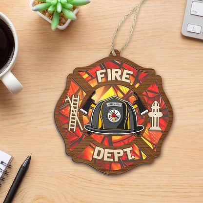 FLAGWIX Firefighter Christmas Ornaments 2025 - Suncatcher Firefighter Ornament - Fireman Gifts for Men Women Family Friends, Fireman Ornament for Christmas Decorations, Retirement Gifts for Firemen