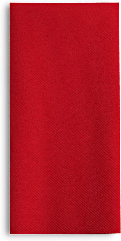 100 Linen-Feel Colored Paper Napkins - Decorative Cloth-Like Brighet Red Dinner Napkins - Soft And Absorbent. For Kitchen, Party, Wedding, Bathroom Or Any Occasion. (Pack of 100)