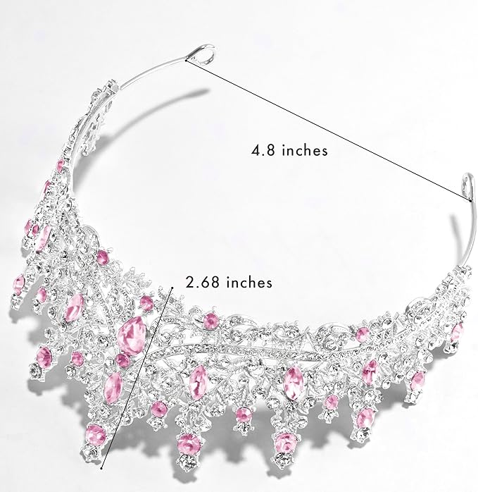 TAROSE Silver Tiaras for Women and Girls, Crystal Gold Crowns for Women, Hair Accessories for Bride/Halloween/Prom/Birthday