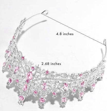 TAROSE Silver Tiaras for Women and Girls, Crystal Gold Crowns for Women, Hair Accessories for Bride/Halloween/Prom/Birthday