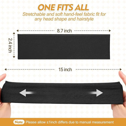 Headbands for Women and Men - 8 Pcs Black White Headband Hair Bands Accessory Stretchy Soft Fabric Sweat Head band for Workout Sport Stocking Stuffers for Men Women Husband Wife Friend Christmas Gifts