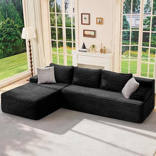 Hobestluk Modular Sectional Sofa Couches L-Shape Couch 3 Seat Modular Sofa Memory Foam Sectional Couches for Living Room, Cloud Couch with Oversized Chaise (96“, Left Facing)