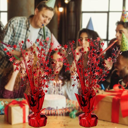 Crowye 18 Pcs Foil Spray Centerpiece Christmas Party Winter Star Table Decoration Burst Metallic Table Centerpieces for Birthday Party Season Holiday(Red)
