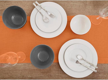 Solino Home Linen Pumpkin Hemstitch Table Runner 60 Inches - 100% Pure Linen Small Table Runner 14 x 60 Inch Ideal for Dresser and Coffee Tables - Classic Hemstitch - Fall, Holiday