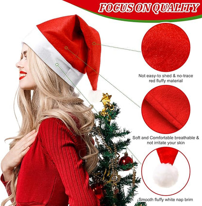 Liitrsh 48 Pcs Christmas Glasses & Hats - Glitter Glasses, Santa Hat for Xmas Photo Booth Props & Holiday Favors