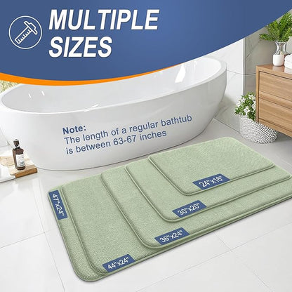 OLANLY Thick Memory Foam Bath Mat Rug 44x32, Extra Soft Absorbent Bathroom Rug, Quick Dry Bath Mats, Non-Slip, Machine Washable Carpet for Bathroom, Tub and Shower, Home Decor Accessories, Sage Green