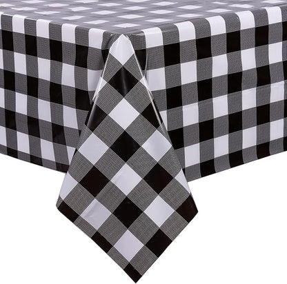 Kesfey 3 Packs Black and White Checkered Tablecloths 54 x 108 Inches Disposable Plastic Checkered Flag Racing Table Cover Waterproof Rectangle Race Car Table Cloth for Picnic Party Retro Celebration