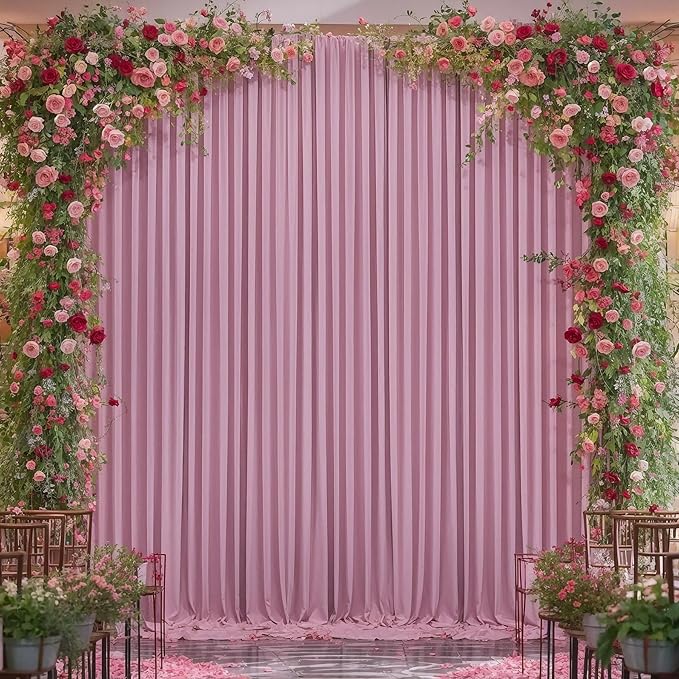 10x10 Dusty Pink Backdrop Curtain for Parties Wedding Wrinkle Free Pink Photo Curtains Backdrop Drapes Fabric Decoration for Birthday Party Baby Shower 5ft x 10ft,2 Panels