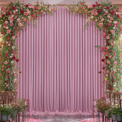 10x10 Dusty Pink Backdrop Curtain for Parties Wedding Wrinkle Free Pink Photo Curtains Backdrop Drapes Fabric Decoration for Birthday Party Baby Shower 5ft x 10ft,2 Panels