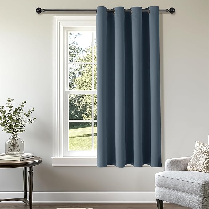 ChrisDowa Grommet Blackout Curtains for Bedroom - Thermal Insulated Room Darkening Curtains for Living Room (1 Panel Set, Stone Blue, 52W x 54L)