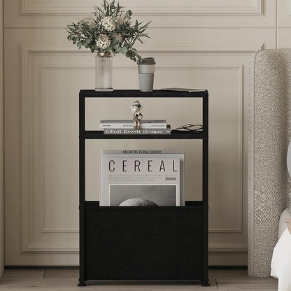 Narrow Side Table, Slim Side Table with Magazine Rack, Bathroom Table for Small Spaces, Narrow Bedside Table for Living Room, Bedroom | with Magazine Rack, Bathroom Table, for Small Spaces, for Living Room, Bedroom