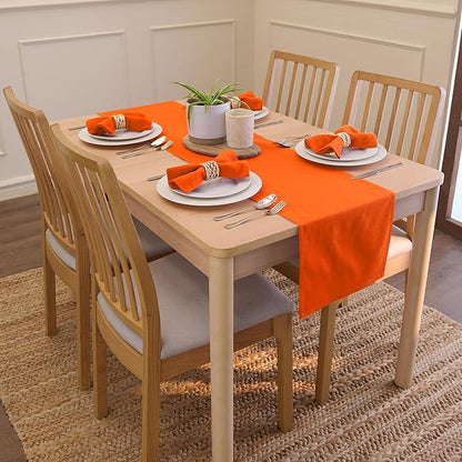 Encasa XO Orange Cloth Napkins Set of 6, 17"x17" | Solid Color Cotton Dinner Napkins | Washable & Reusable Napkins for Dining Table Fall Decoration, Holiday & Christmas Festivals
