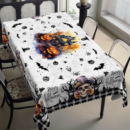 Eikione Rectangular Tablecloth 140x180inch, Halloween Pumpkin Tablecloth Waterproof and Wrinkle-Free, Table Covers, Summer Decorations for Home Dining
