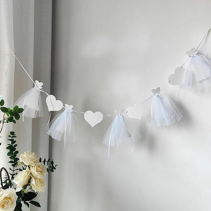 Bridal Shower Banner - Engagement Wedding Dress Banner Core Decorations for The Bride Engagement Party Supplies Bride to Be Chair Banner