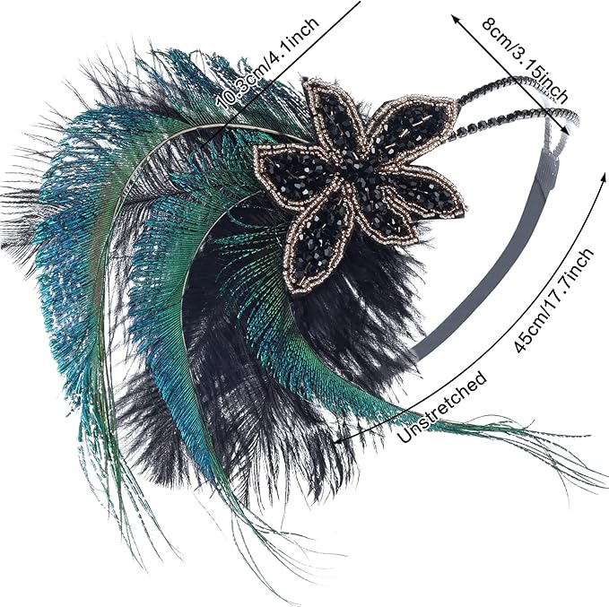 1920S Headband For Women Feather 20s Gatsby Headpiece Flapper Headband for Girl