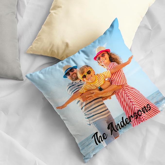 Be Burgundy Custom Photo Pillow Cover 16x16 Inch – Personalized Picture with Name or Text White Throw Pillow Case Add Your Own Photo Custom Gift for Family Pet Lovers Couples Friends