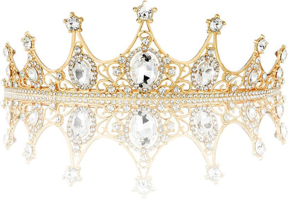 Gold Crown for Women, Crystal Queen Tiaras Headband Wedding Bridal Hair Accessories, Birthday Party Prom Cake Topper