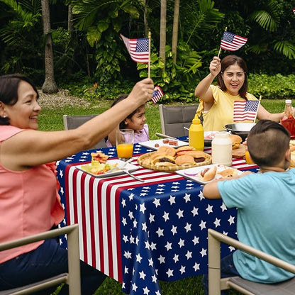 QZYL 3 Pack 4th of July Tablecloths, 54" x 108" Patriotic Plastic Tablecloth, Rectangle Fourth of July Table Cloth Red White Blue Tablecover, Patriotic Party Supplies Independence Day Decorations