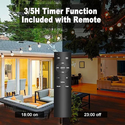 60FT LED String Lights with Remote, G40 Dimmable Globe for Patio, 27 Edison Shatterproof Bulbs, Waterproof Backyard Lights