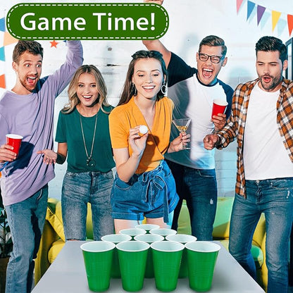 100 Pack Green Plastic Cups, 16 oz Green Disposable Cups, Plastic Party Cups Heavy Duty for Party Wedding Halloween Thansgiving Christmas Picnic