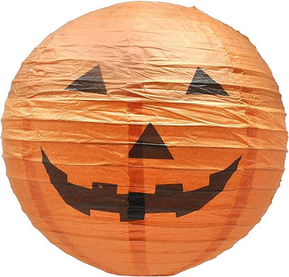 Mudra Crafts Hanging Pumpkin Lanterns Outdoor Indoor Jack-o’-Lantern Halloween Decorations, 12-Inch Orange Spooky Paper Lantern Lamps for Halloween Party Decor, Set of 10