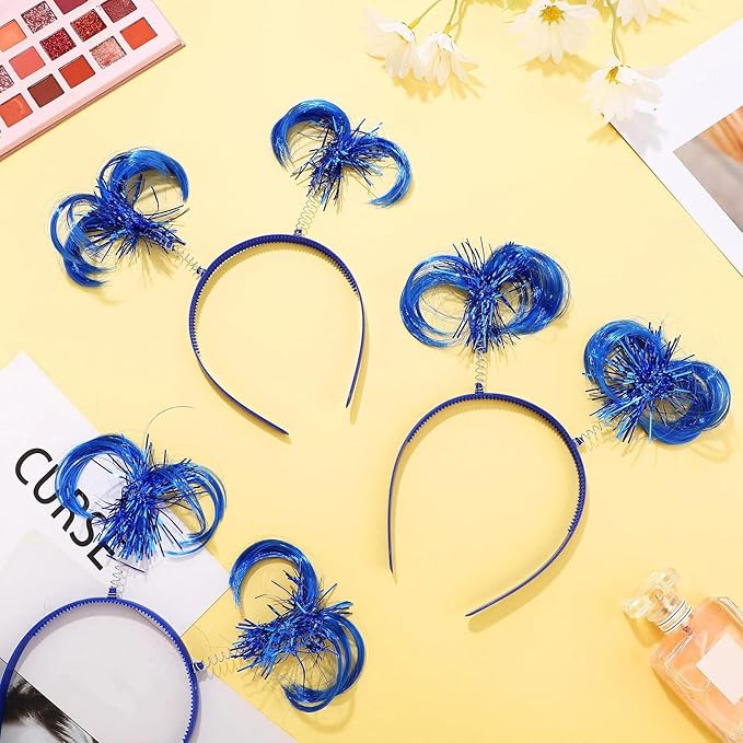 12 Pieces Ponytail Headband Tinsel Wrapped Head Bopper Party Headwear Accessory for Women Girls Costume Party Accessories (Blue)