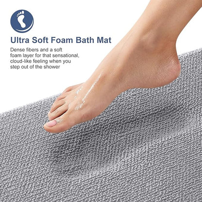 OLANLY Thick Memory Foam Bath Mat Rug 59x20, Extra Soft Absorbent Bathroom Rug, Quick Dry Bath Mats, Non-Slip, Machine Washable Carpet for Bathroom, Tub and Shower, Home Decor Accessories, Grey
