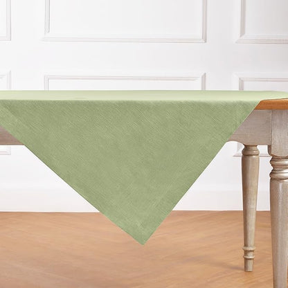 Solino Home Linen Cloth Tablecloth 52 x 52 Inch - 100% Pure Linen Chambray Olive Square Tablecloth - Athena, Machine Washable Table Throw for Fall, Autumn, Christmas, New Year