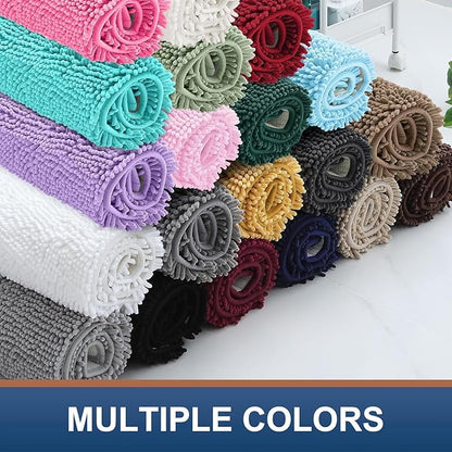 Smiry Luxury Chenille Bathroom Rugs 70x24, Extra Soft and Absorbent Shaggy Bath Mat, Machine Washable, Non-Slip Plush Carpet Runner for Tub, Shower, and Floor, Home Decor Accessories, Grey
