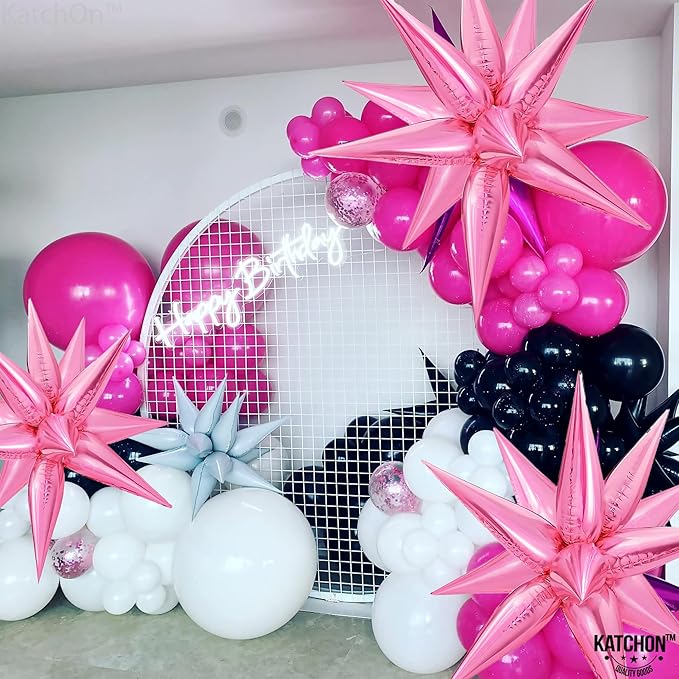 Katchon, Large Pink Star Balloons - 50 Pieces, 26 Inch | Pink Starburst Balloon | pink Spike Balloons for Baby Shower Decorations | Metallic pink Balloon for Bachelorette, Sweet 16 Party Deorations