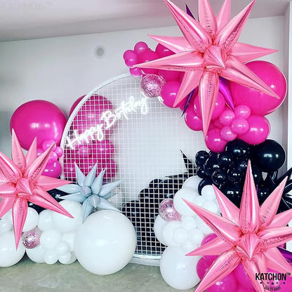 Katchon, Large Pink Star Balloons - 50 Pieces, 26 Inch | Pink Starburst Balloon | pink Spike Balloons for Baby Shower Decorations | Metallic pink Balloon for Bachelorette, Sweet 16 Party Deorations