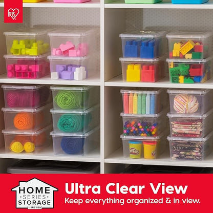 IRIS USA 20-Pack Storage Bins with Lids, 6 Quart, Shoe Boxes Clear Stackable Containers Organize Shoes Closet Shelves, Classroom Organization Teacher Tools, Game Storage - BPA-Free Plastic