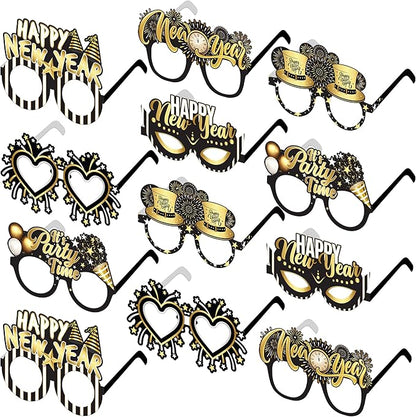 KatchOn, Happy New Year Glasses 2026 - Pack of 12 | New Years Eve Glasses, New Years Eve Party Supplies 2026 | Happy New Years Decorations 2026 | NYE Decorations 2026