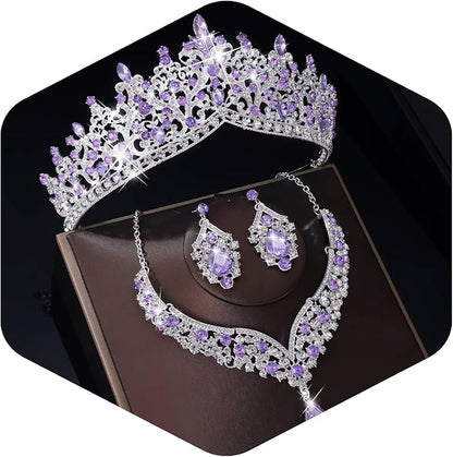 Kamirola Tiaras and Crowns for Women,Tiaras Earrings Necklace, Crystal Bridal Jewelry Set, Costume Party Halloween Prom Pageant Jewelry for Women TR80