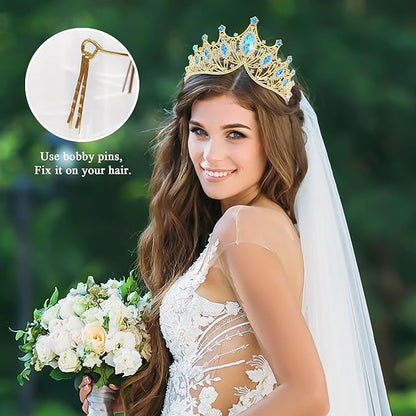 TAROSE Silver Tiaras for Women and Girls, Crystal Gold Crowns for Women, Hair Accessories for Bride/Halloween/Prom/Birthday