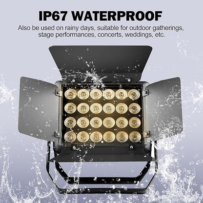 Par Light 300W LED Stage Lights IP65 Waterproof Outdoor 3500K~7500K Uplights Warm&Cold White Strobe Wash Light DMX512 Sound Activated for Outdoor Show Christmas Party Wedding