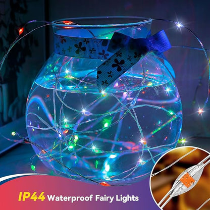 4 Pack 240LED Christmas Fairy Lights Battery Operated - 20FT Twinkle Lights with 2 Lighting Modes Indoor Outdoor, Waterproof Led Fairy String Light for Bedroom, Dorm, DIY, Christmas Decor, Multicolor