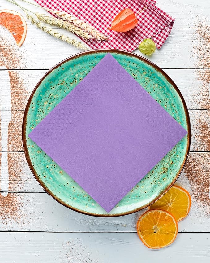 Bright Purple Cocktail Napkins 5 * 5inch disposable Beverage Napkin paper for Cocktail, Wedding, Dinner，Birthday Party Dessert Wine Paper Napkins（ 120 Count）