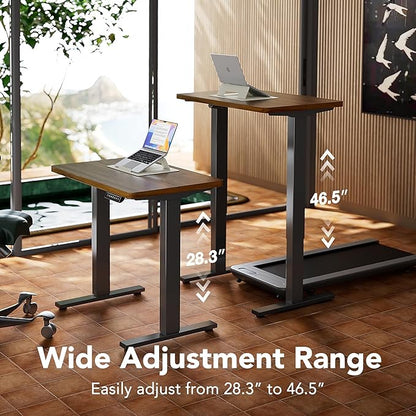 HUANUO Electric Standing Desk Adjustable Height, 4 Memory Height Settings, 40" x 24" Sit Stand Up Desk for Home Office & Computer Workstation, with Headphone Hook, Cable Manager, Walnut