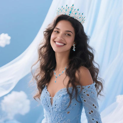 Kamirola Tiaras and Crowns for Women,Tiaras Earrings Necklace, Crystal Bridal Jewelry Set (TR48)