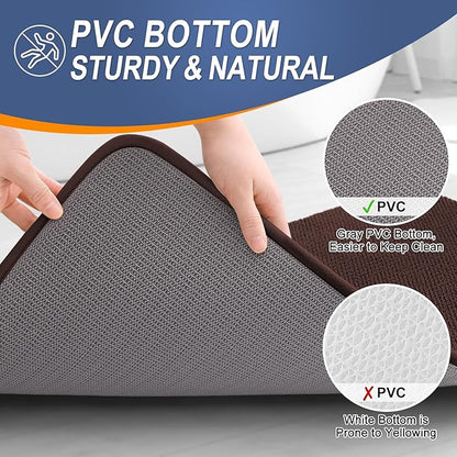 OLANLY Thick Memory Foam Bath Mat Rug 35x24, Extra Soft Absorbent Bathroom Rug, Quick Dry Bath Mats, Non-Slip, Machine Washable Carpet for Bathroom, Tub and Shower, Home Decor Accessories, Brown