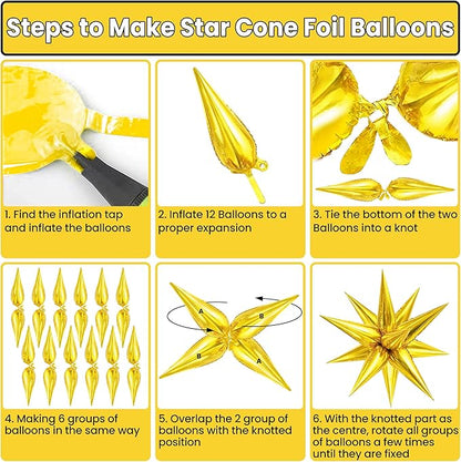 KatchOn, Gold Spike Balloon Foil - Big 26 Inch, Pack of 50 | Foil Gold Balloons, Gold Star Balloons for New Years Decorations 2026, Christmas Decorations, Birthday, Anniversary, Bachelorette Decor