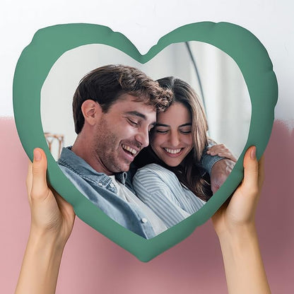 Be Burgundy Custom Heart Shaped Photo Pillow Cover 16x16 Inch – Personalized Couple Pillow with Names, Romantic Photo Cushion for Lovers, Engagement, Anniversary, or Wedding Gift for Him or Her