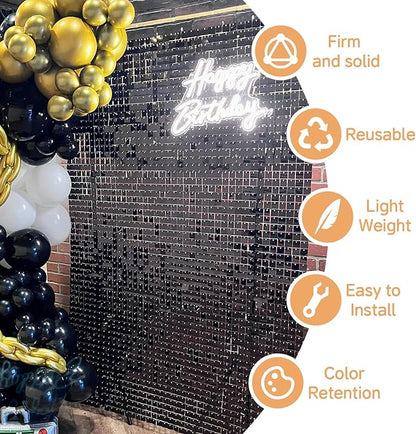 Black Shimmer Wall Backdrop,Shiny Sequins,36 Pcs Sequins Backdrop Decoration Panels,Photo Background Decorations for Birthday Party Wedding Engagement Anniversary Graduation Baby Shower