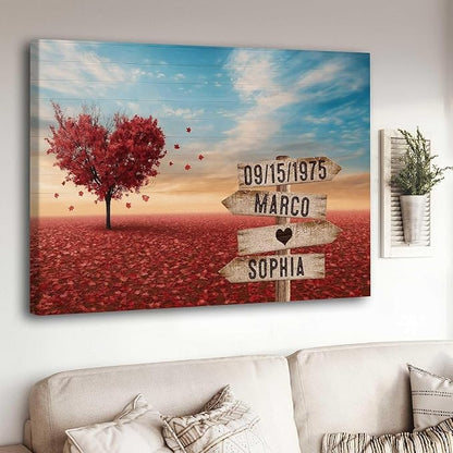 GABITA Personalized Wooden Name Sign Couple Wall Art, Gift for Husband and Wife, Parents, Landscape Picture Frame Gift for Christmas, Boyfriend and Girfriend Valentine Canvas Poster