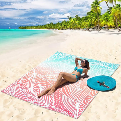 Beach Blanket Waterproof Sandproof Extra Large Beach Mat 79" X 83"/120"x108"for 1-8 Adults Quick Drying Durable Outdoor Picnic Mat for Beach Travel Camping Hiking