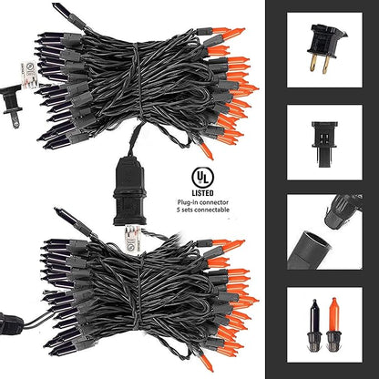 TW SHINE Purple and Orange Halloween Lights, 20FT 100 Count Incandescent Mini String Lights, Waterproof Halloween Decorations for Outdoor Indoor Patio Home Party Garden Yard Decor