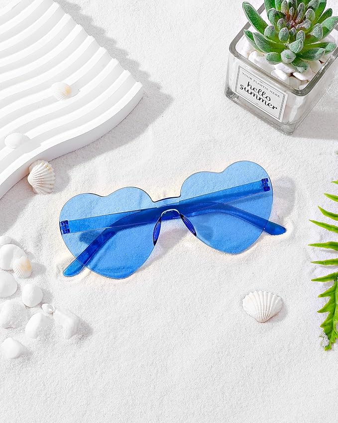 100 Pairs Heart Shaped Sunglasses for Women, Colorful Rimless Fun Heart Sunglasses Bulk Party Favors