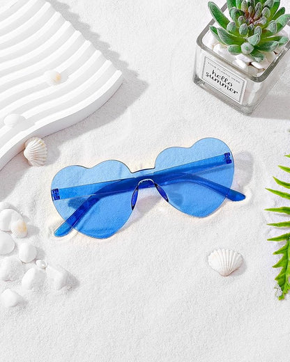 100 Pairs Heart Shaped Sunglasses for Women, Colorful Rimless Fun Heart Sunglasses Bulk Party Favors